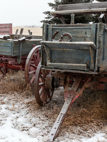 Vintage green wood wagon with seat