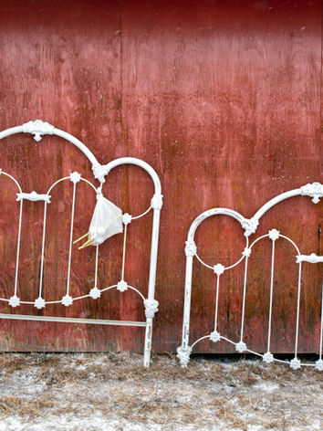 Ornate metal head and foot board