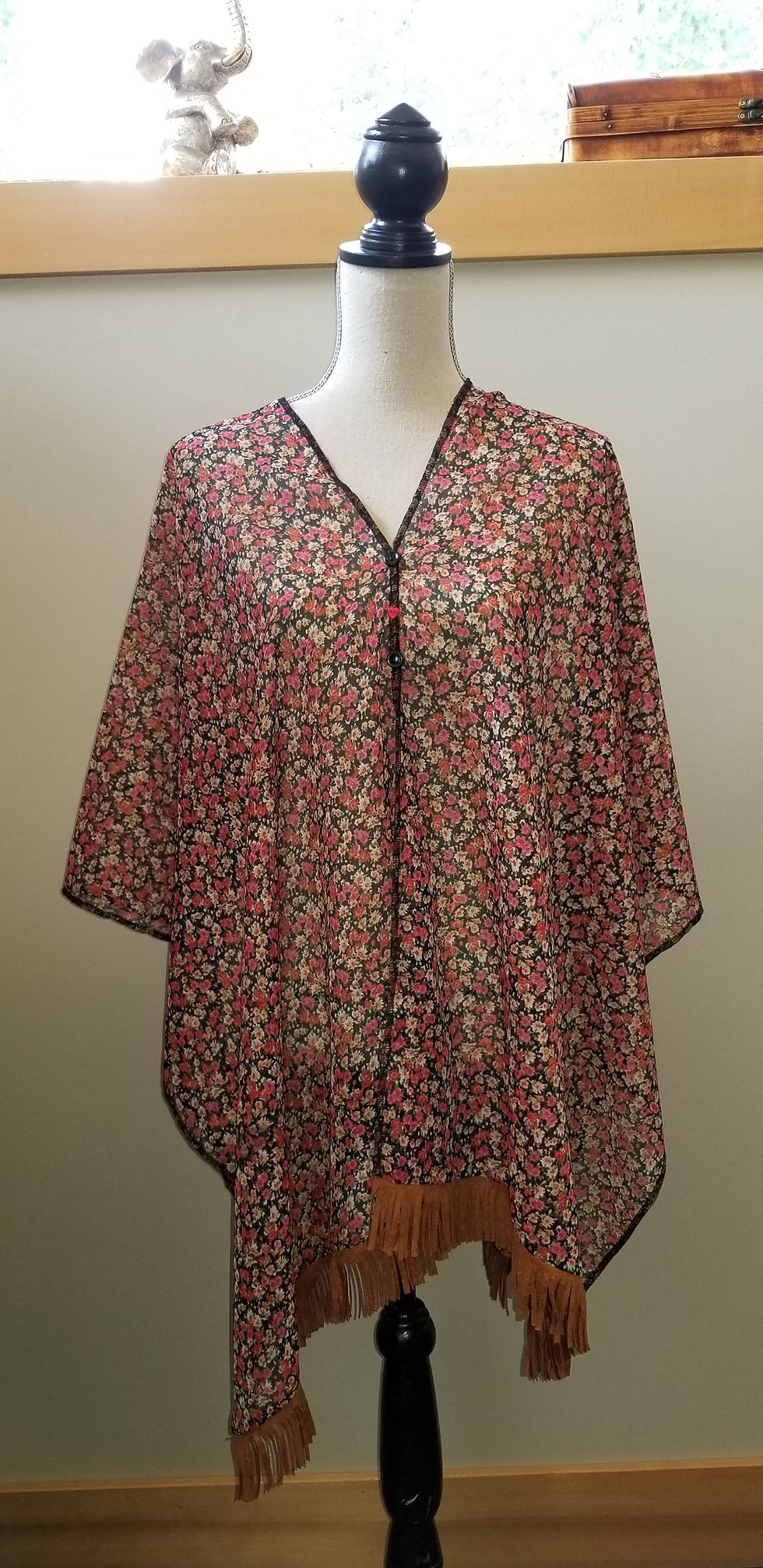 Thumbnail: Floral with Leather Fringe Wrap