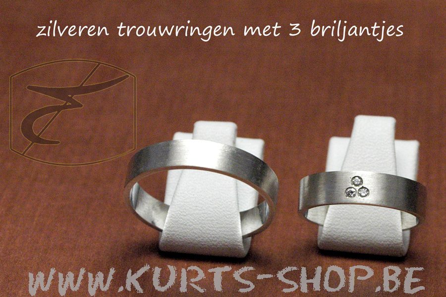 925 duo-ringen bianca met briljantjes