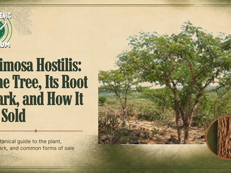 Mimosa hostilis tree and bark in a natural landscape, illustrating the plant and its botanical characteristics.