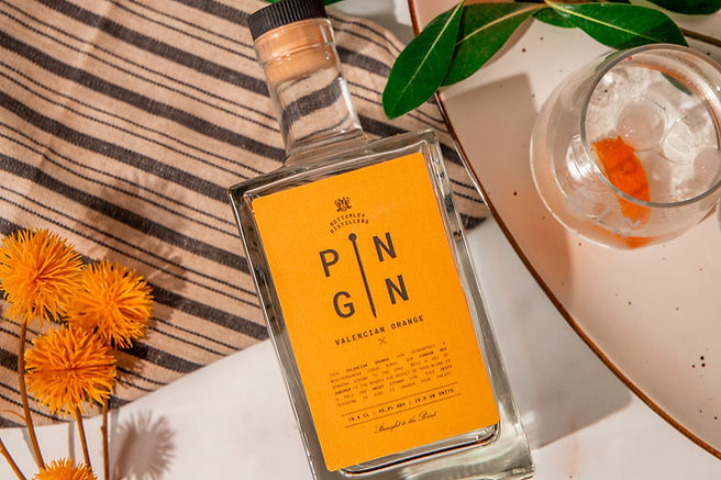 Squre Pin Gin bottle design