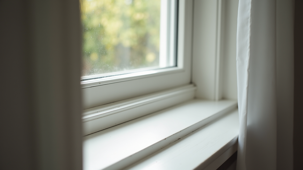 Close-up view of a modern window installation in a home