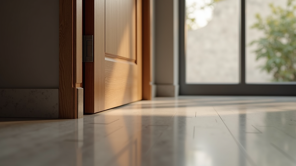 Close-up view of weatherstripping on a custom entry door