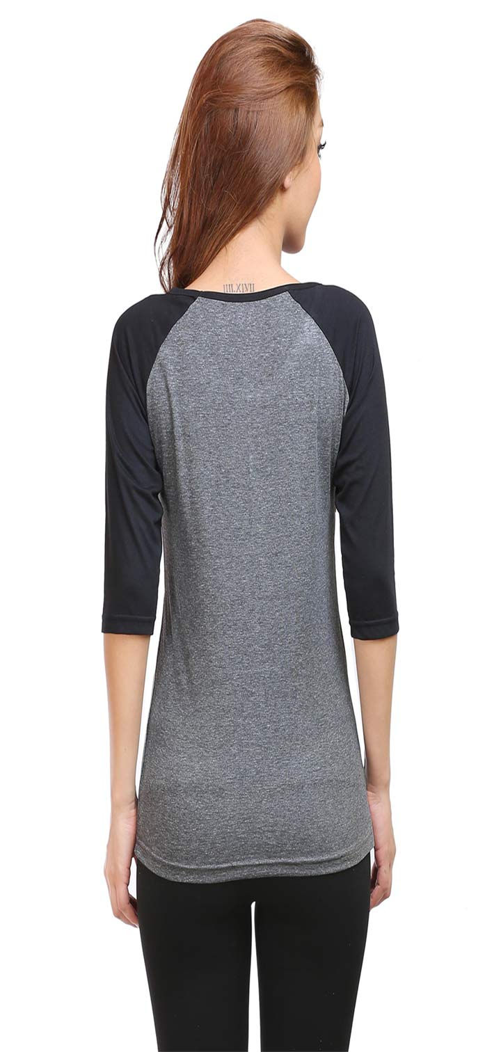 Thumbnail: Premium Black/Charcoal Grey  3/4th Sleeve Raglan