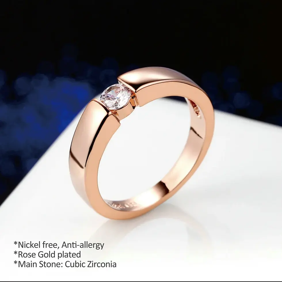 Thumbnail: Princess Cut Stone Engagement Wedding Rings Rose Gold Color