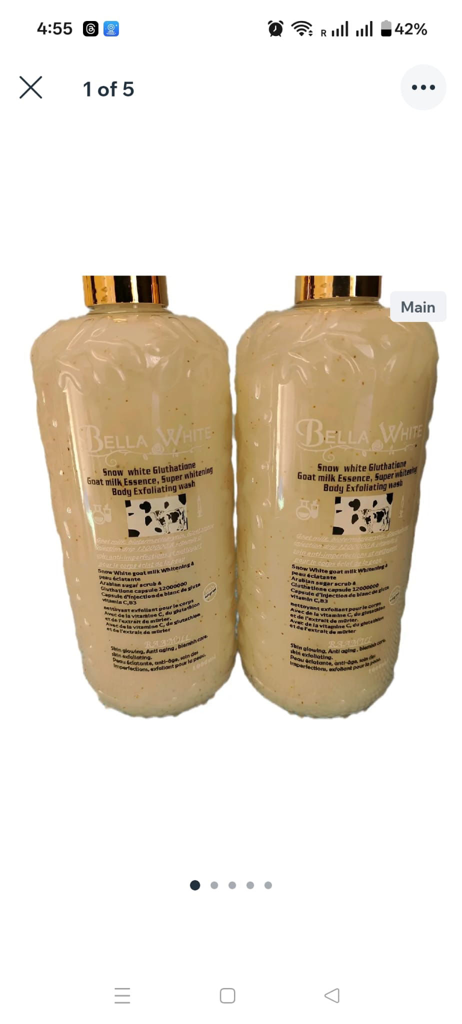 1Pc Bella White Goat Milk Shower Cream with Scrub