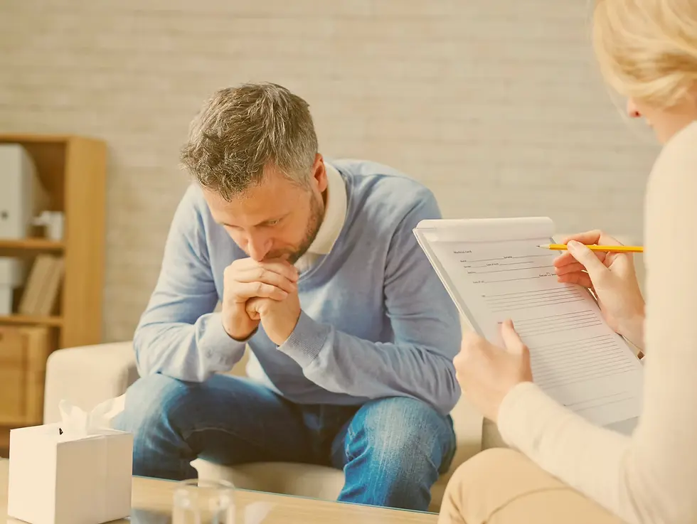 Concerned patient with therapist