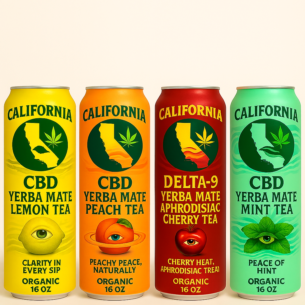 Close-up view of a refreshing yerba mate drink with CBD oil