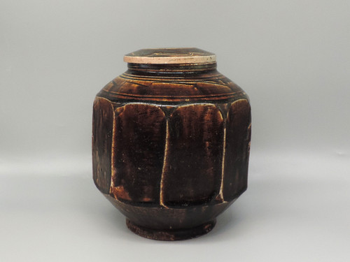 朝鮮美術　李朝　飴釉　面取壷　C　4176 朝鮮美術 李朝 飴釉 面取壷 C 4176 朝鮮李朝 飴釉
