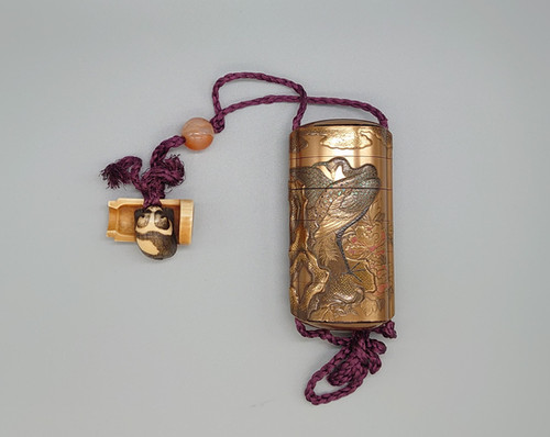 銘)梶川作 花押 孔雀図蒔絵印籠 | 株式会社 杉江美術店 Sugie Art