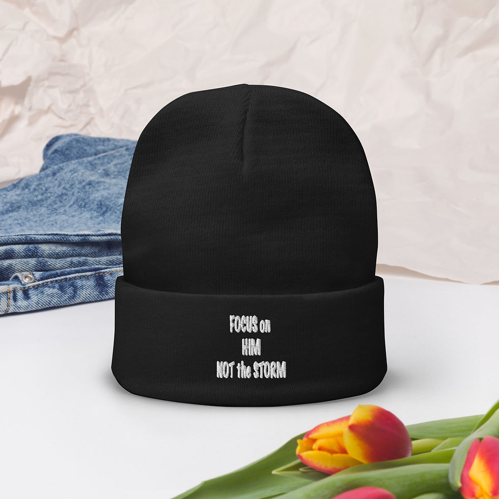 Thumbnail: Focus On Him NOT THE STORM | Embroidered Beanie
