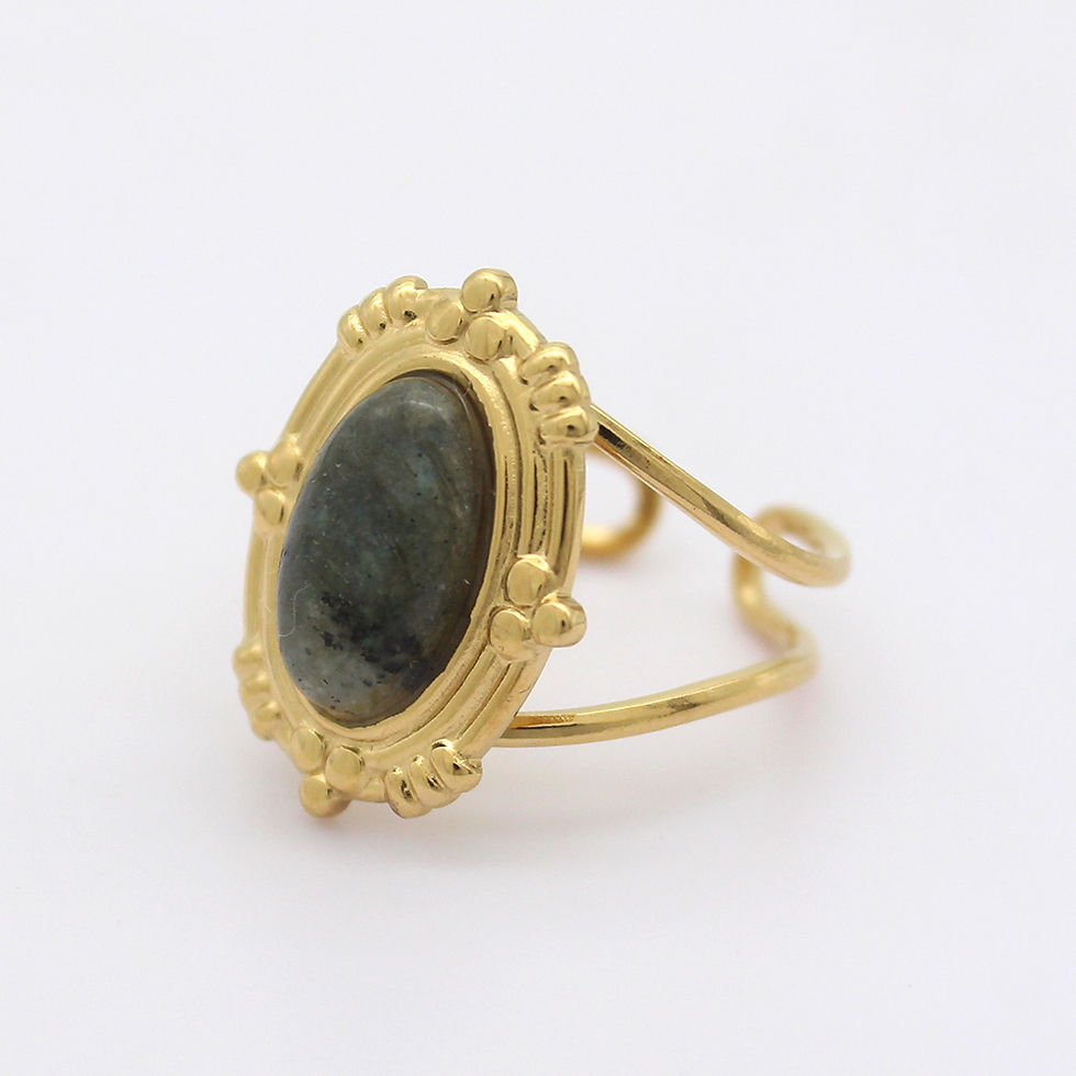 ovalen verstelbare ring met taupe kleurige steen