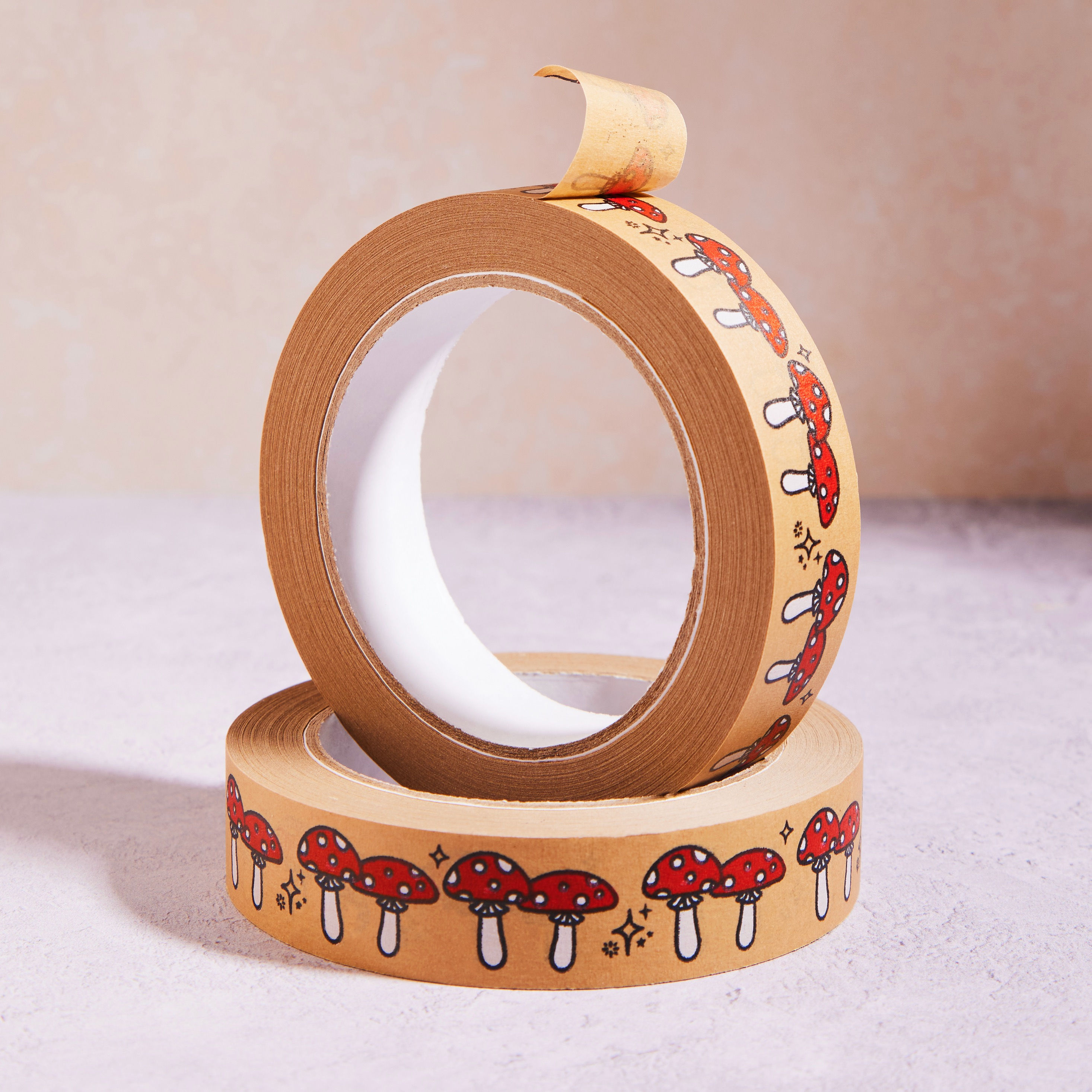 Eco-Friendly Mushroom Print Toadstool Kraft Paper Tape Lifestyle Product Photography