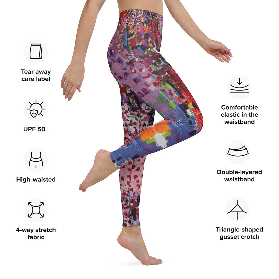 Miniature : Art-design-legging-long-femme-yoga-danse-rouge-mauve-bleu-couleurs