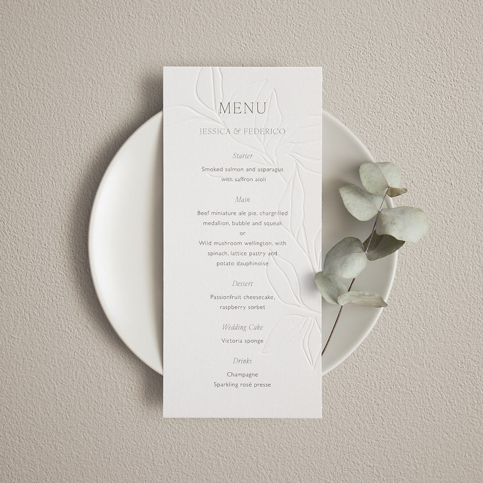Thumbnail: Olea: Digital and letterpress wedding breakfast menu