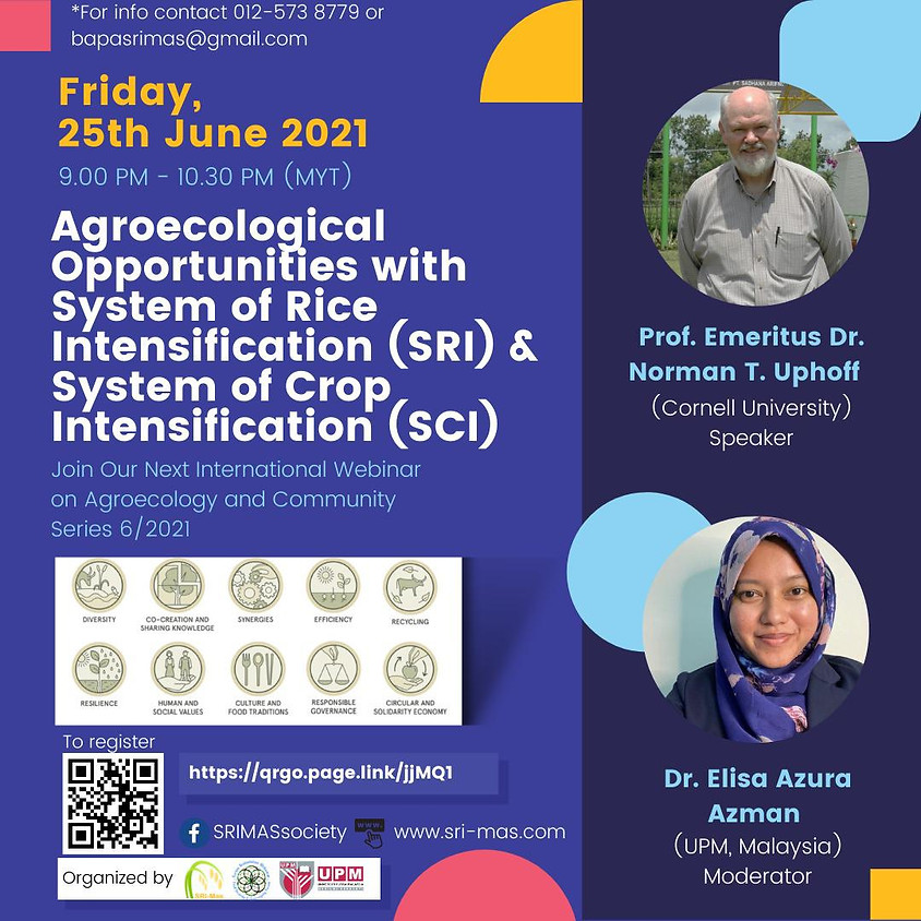 🌱THE INTERNATIONAL WEBINAR ON AGROECOLOGY & COMMUNITY: SERIES 6/2021🌱