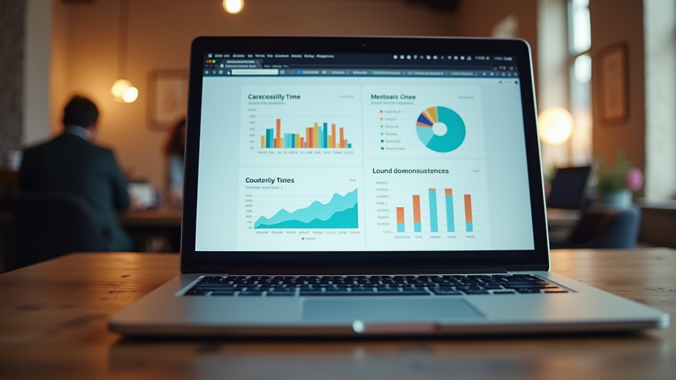 Eye-level view of a laptop displaying website analytics