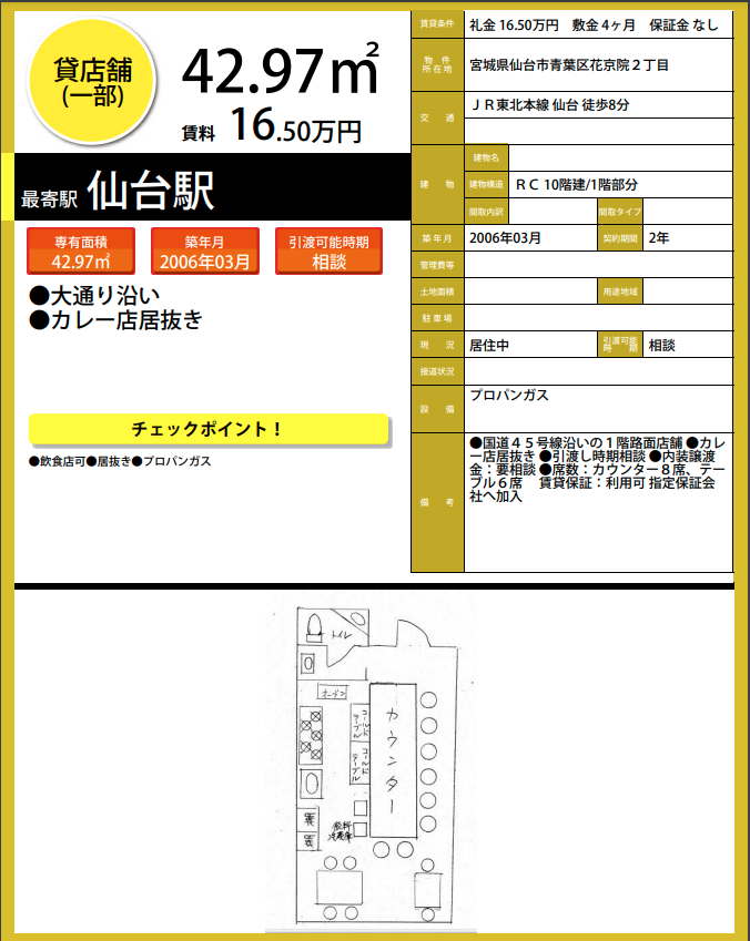 H6924　仙台　貸店舗　テナント　居抜き　詳細資料.png