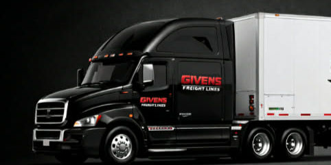 Givens Freight Lines brand board showing truck and logos