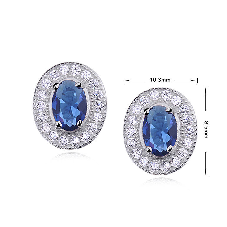 Thumbnail: Sapphire Zirconia Stud Earrings in Sterling Silver