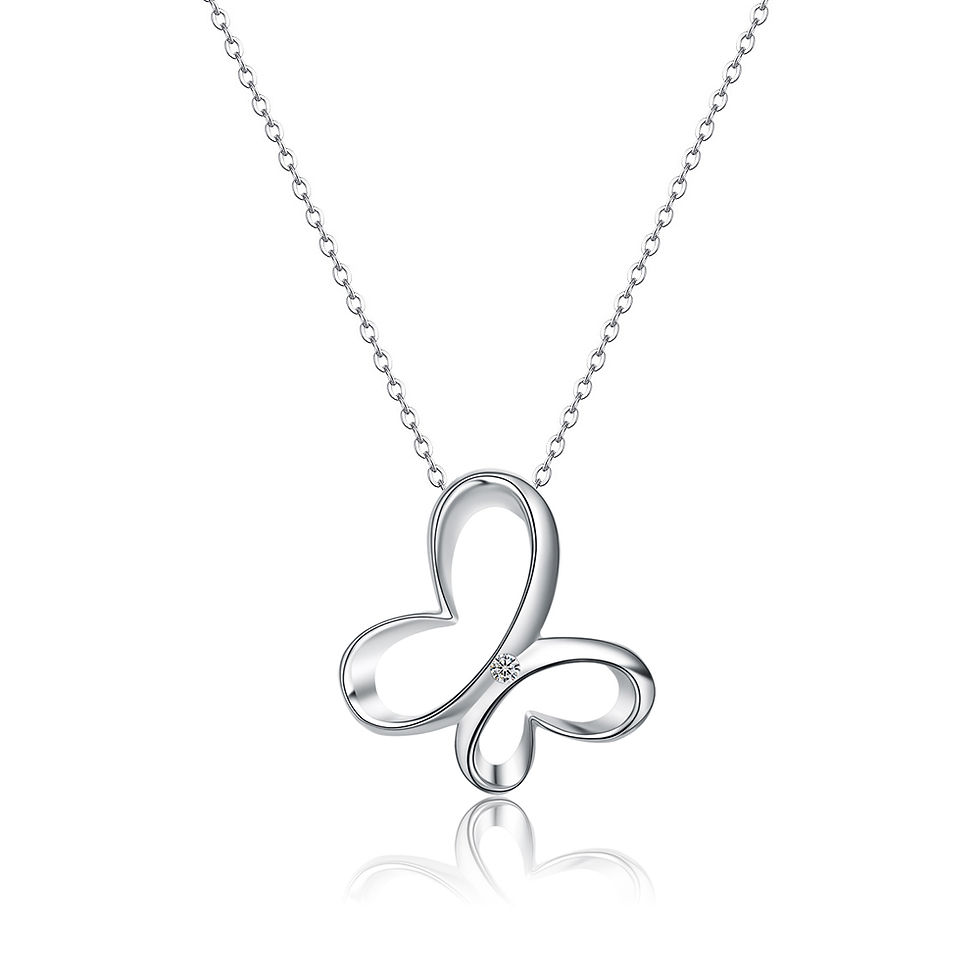 Thumbnail: Two Hearts Butterfly Pendant in Sterling Silver
