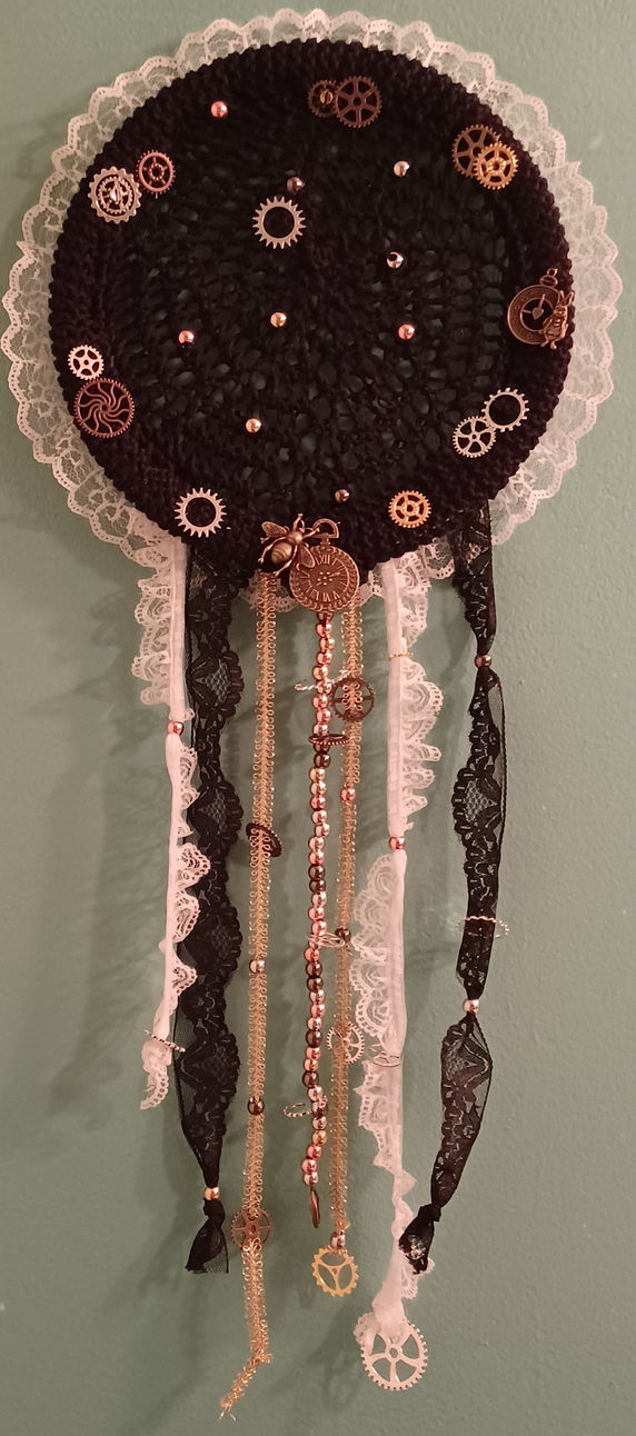 dreamcatcher, steampunk, decor, knitted