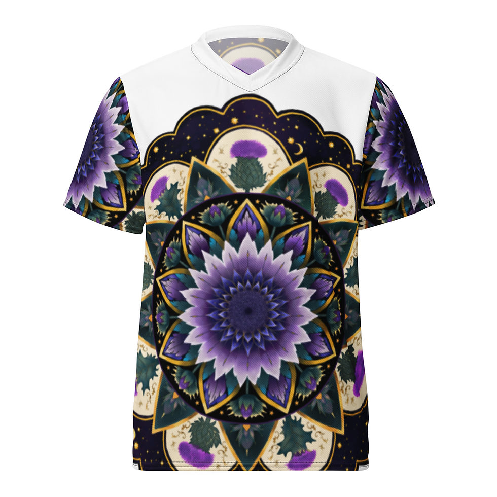 Thumbnail: Moon Thistle Mandala Recycled unisex sports jersey