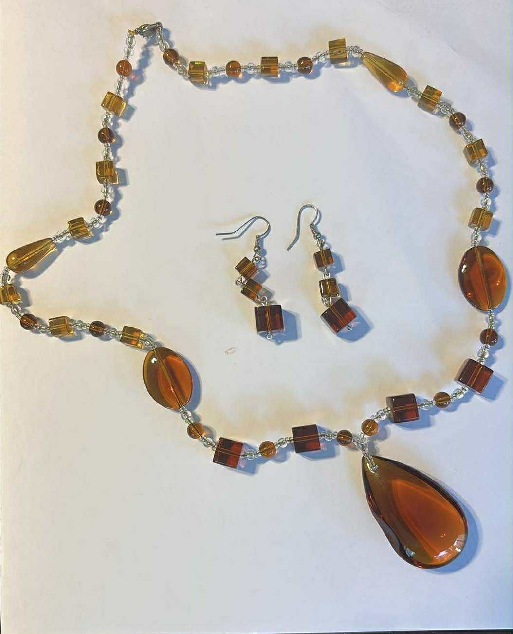 Amber Necklace and Earing Set - Genuine Amber Jewelry. Valued at $135 USD