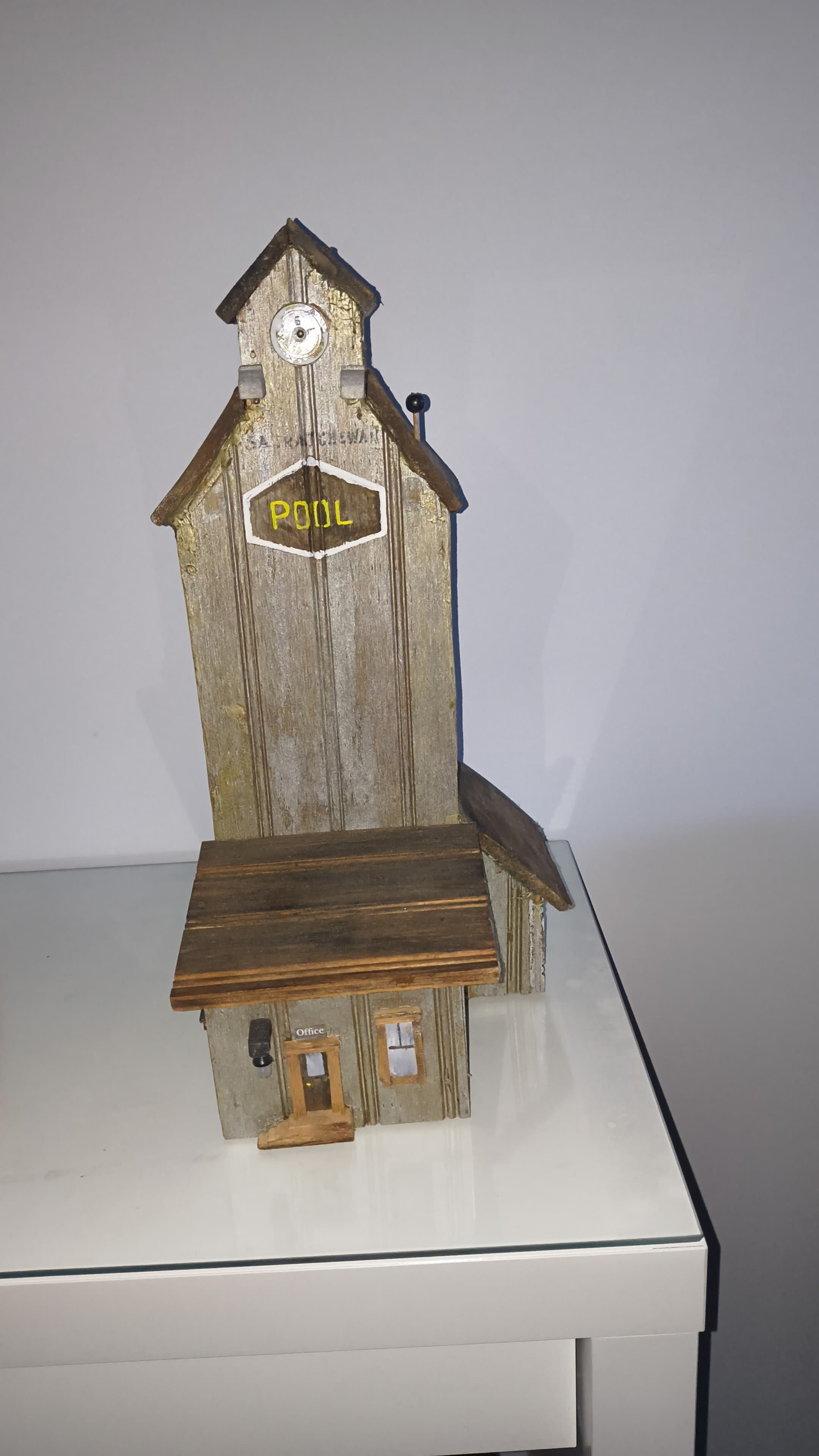 Handcrafted Grain Elevator Birdhouse – Rustic Prairie Art. Valued at $60