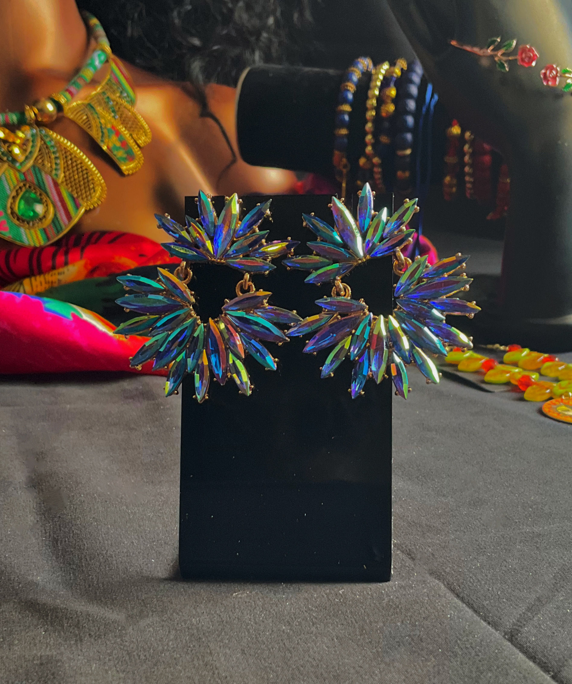 Iridescent Crystal Glass Earrings 