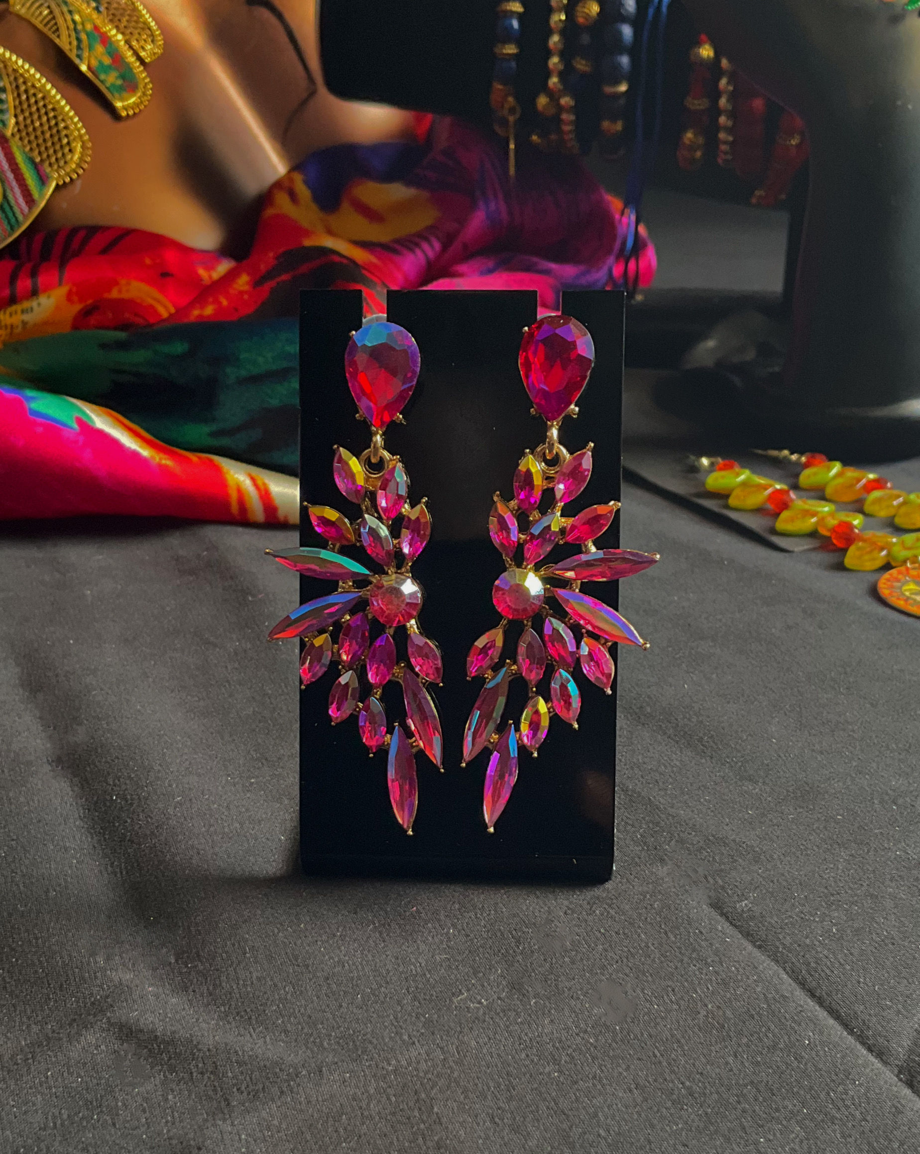 Iridescent Crystal Glass Earrings 