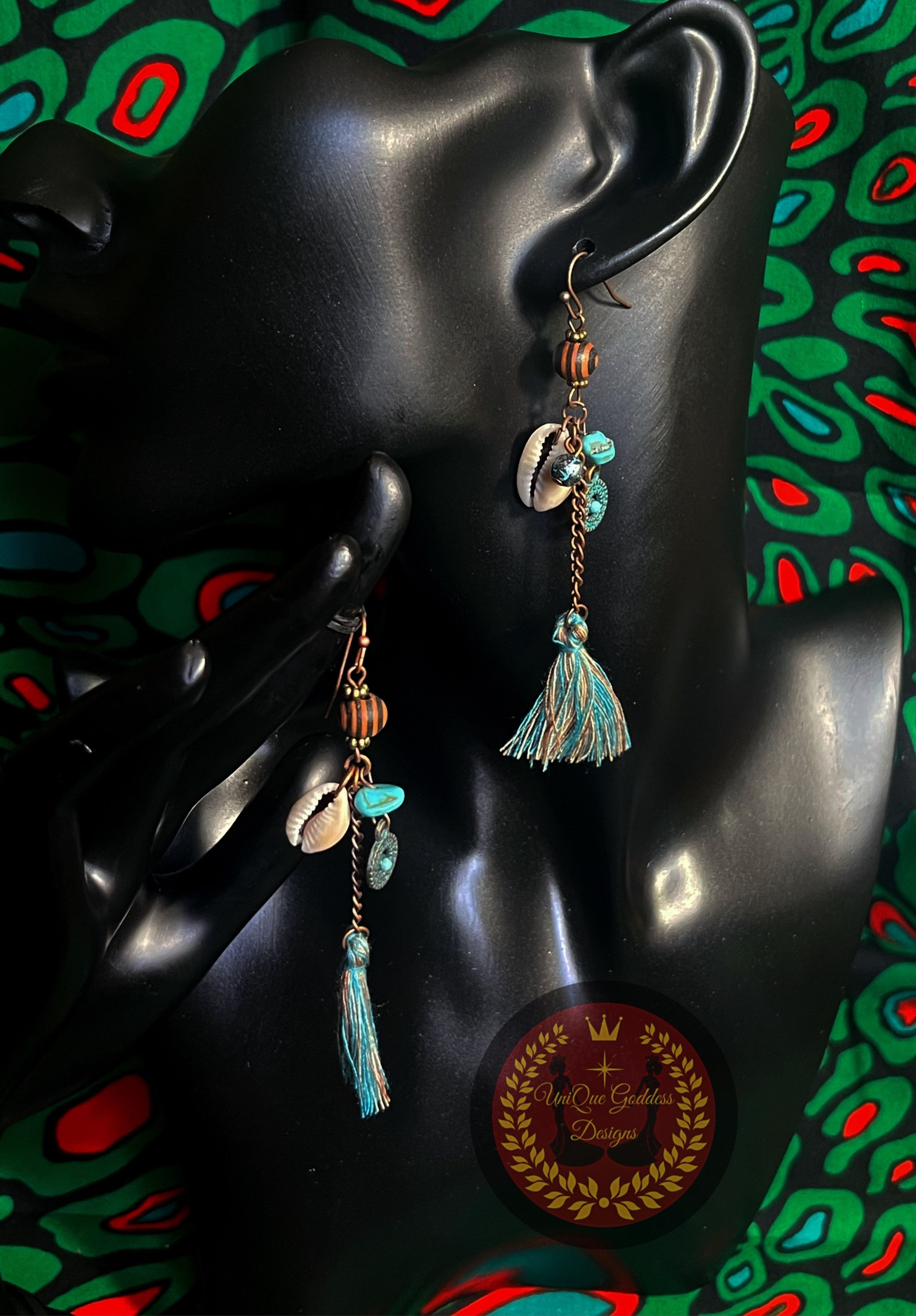 Cowrie bohemian tassel Earrings 