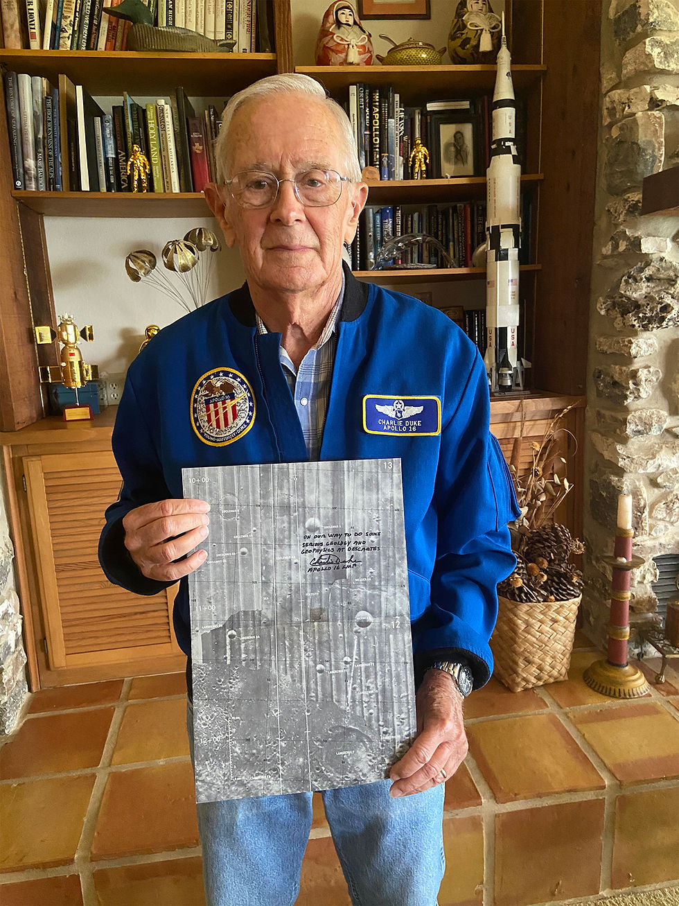 Thumbnail: Apollo 16 Training-Used Lunar Map Plates, signed & inscribed by Charlie Duke