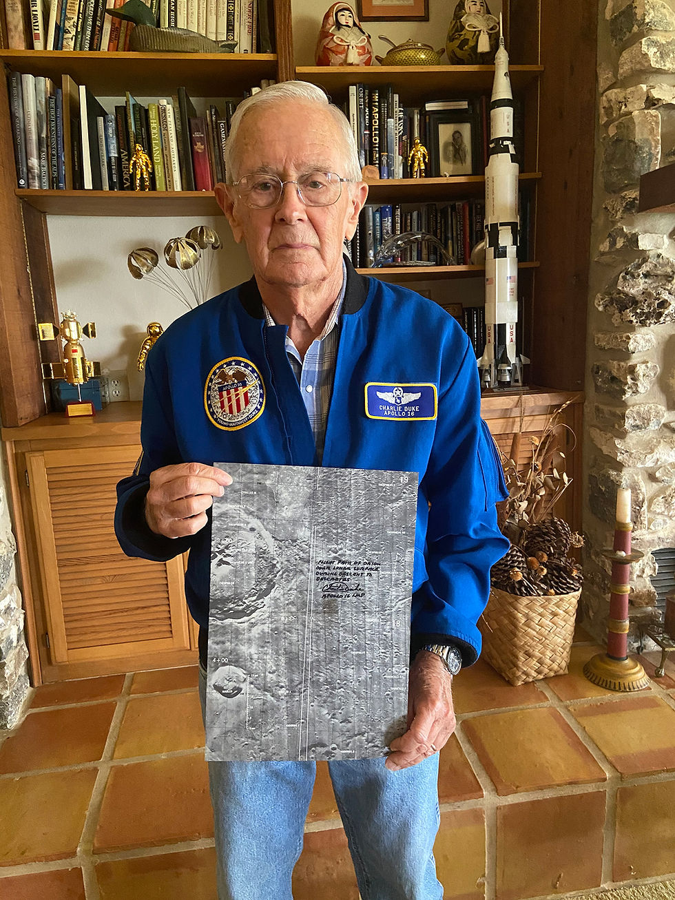 Thumbnail: Apollo 16 Training-Used Lunar Map Plates, signed & inscribed by Charlie Duke
