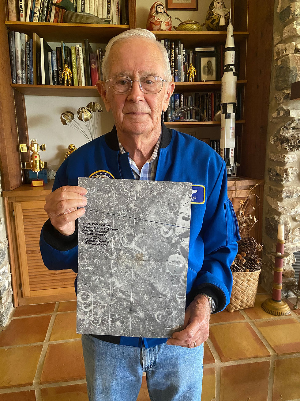 Thumbnail: Apollo 16 Training-Used Lunar Map Plates, signed & inscribed by Charlie Duke