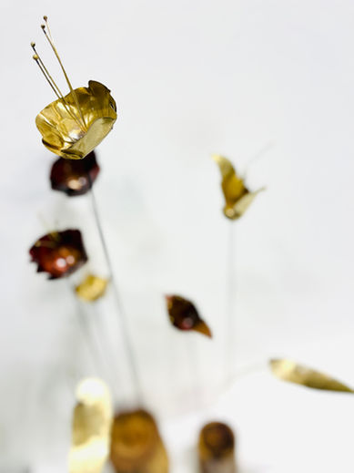 sculpture with wildflowers handmade in Venice, in iron, brass, copper and wood