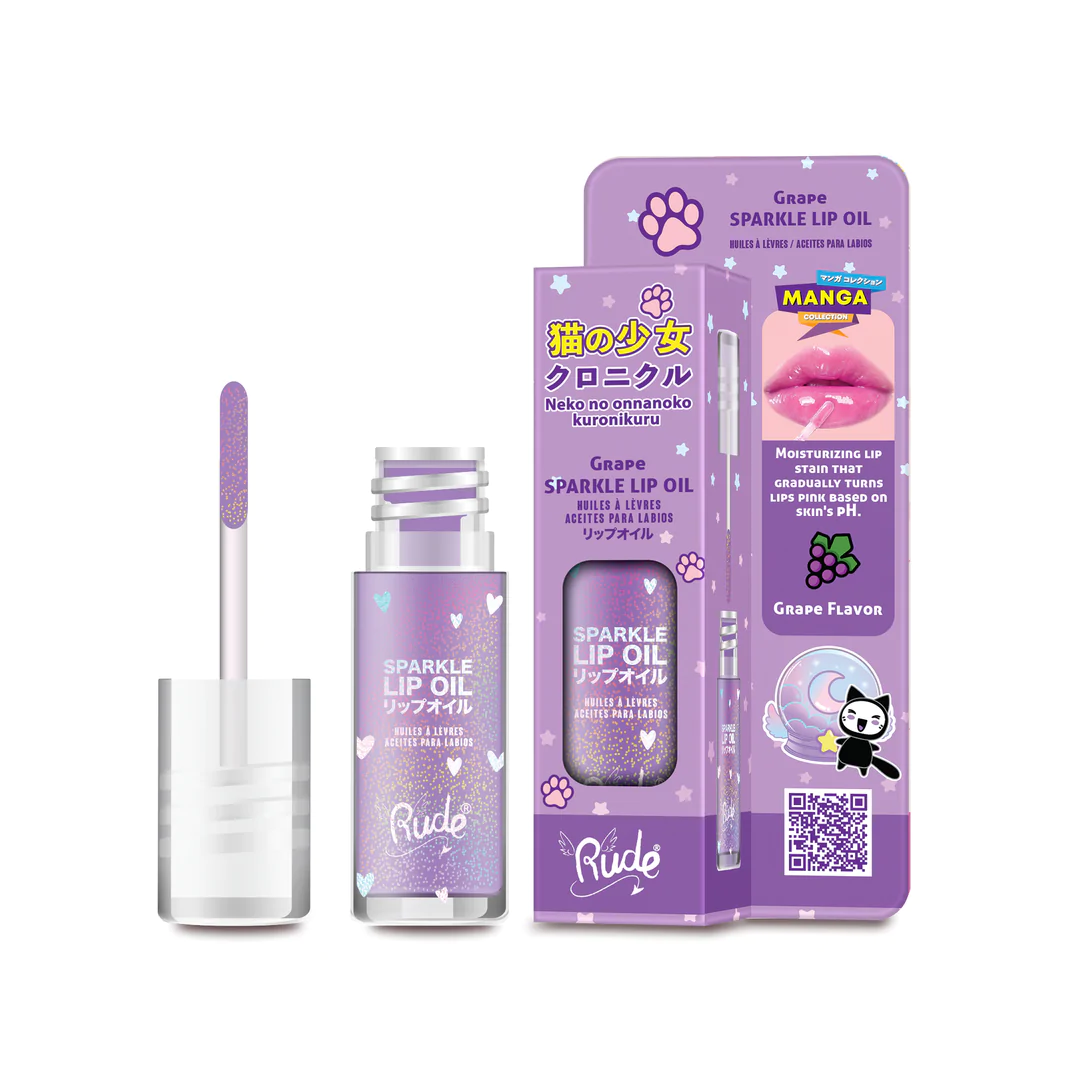 RUDE Manga Sparkle Lip Oil In Strawberry – Feuchtigkeitsspendender Lipgloss Mit Glitzereffekt