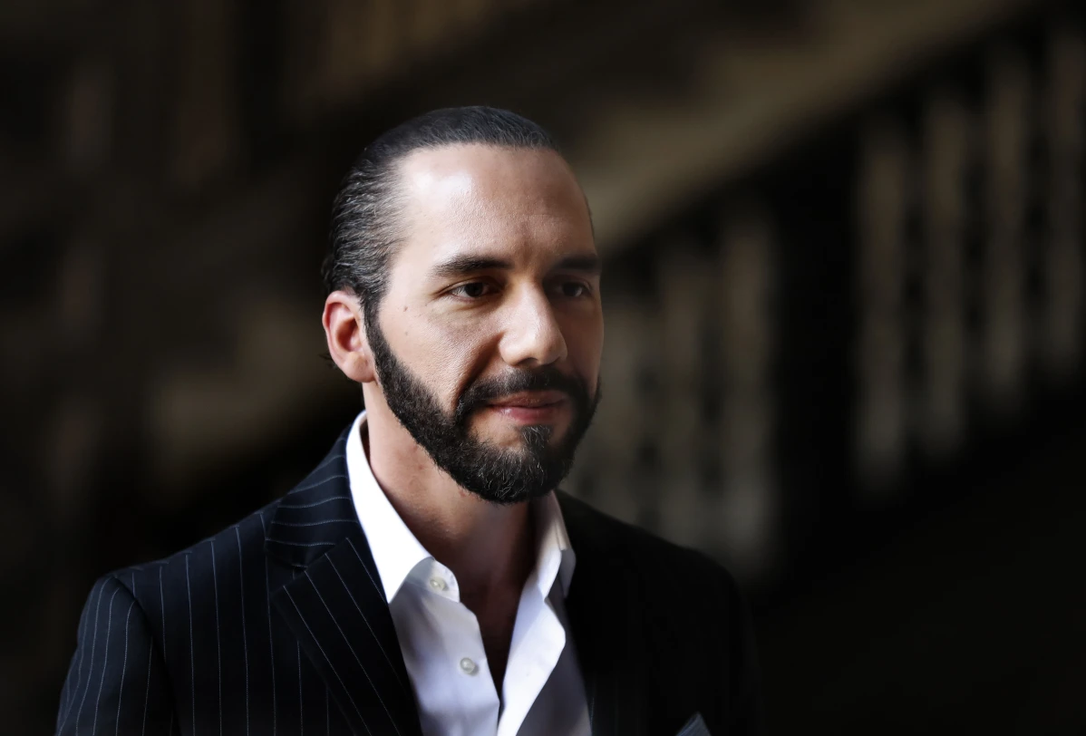 El Salvador’s president Nayib Bukele speaks to the press at Mexico’s National Palace after meeting with president Andres Manuel Lopez Obrador in Mexico City, March 12, 2019. Bukele is running for a second five-year term in 2024, despite a constitutional ban on reelection, largely on the results of his gang crackdown. (AP Photo/ Marco Ugarte)