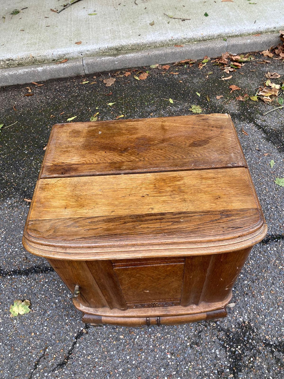 Miniature : Table de chevet art déco en chêne massif 1950