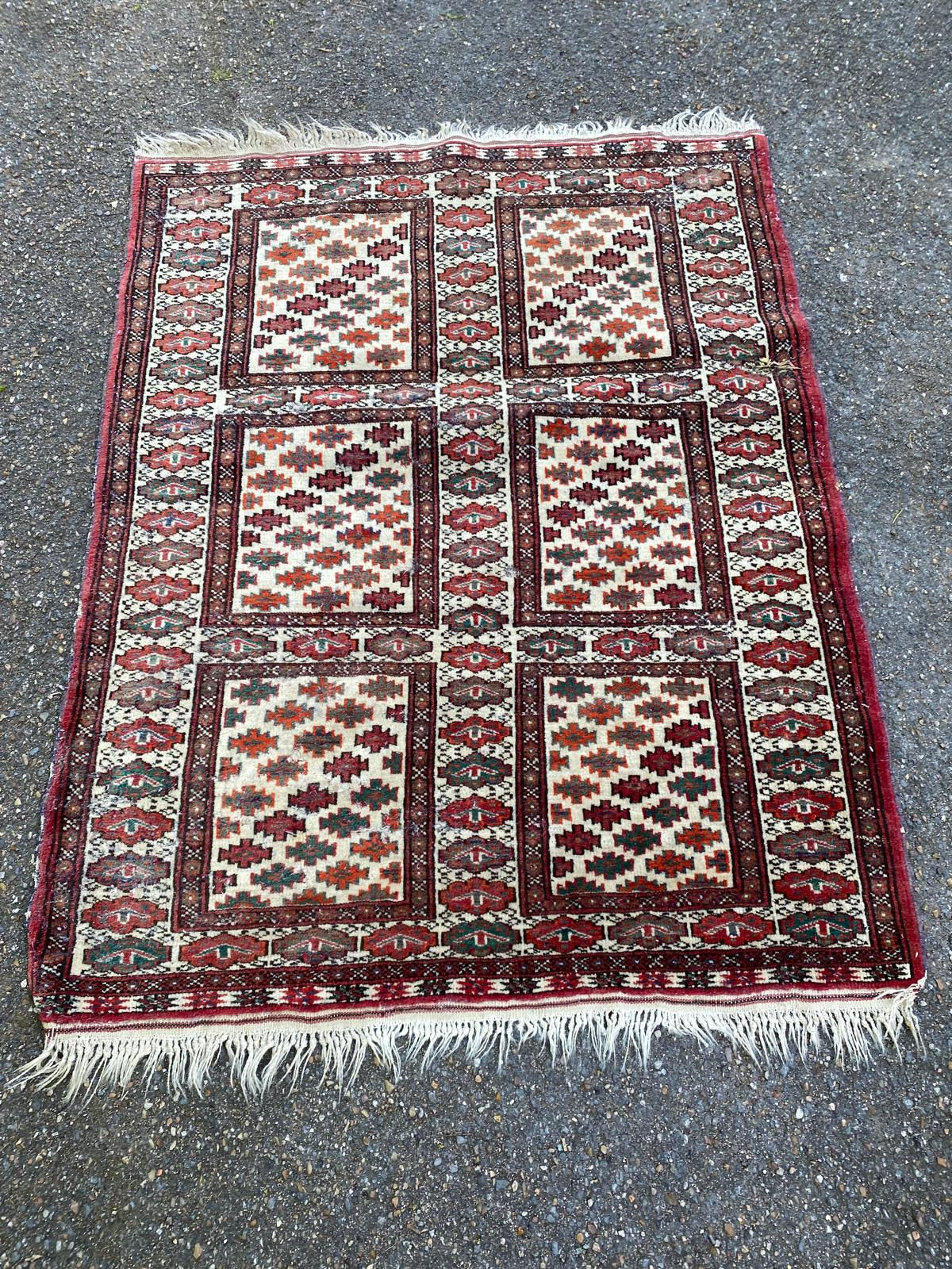 Tapis persan laine afghan bordeaux 95x125cm