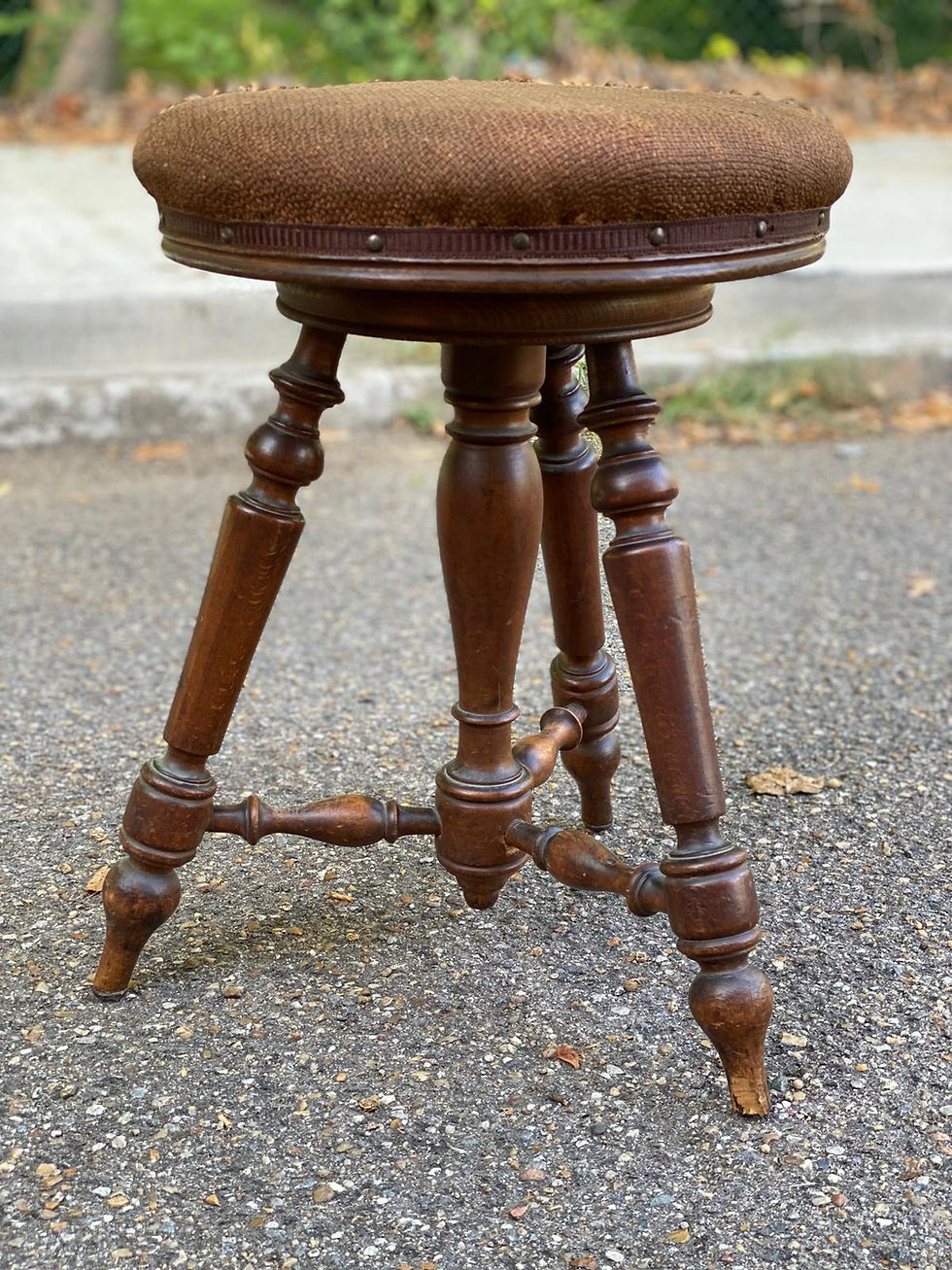 Miniature : Tabouret de piano rond réglable Napoléon III