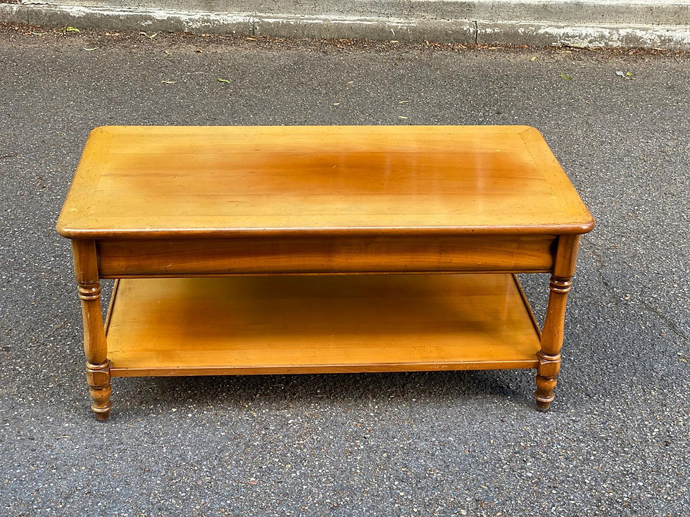 Miniature : Table basse vintage en bois massif avec 2 tiroirs 1960