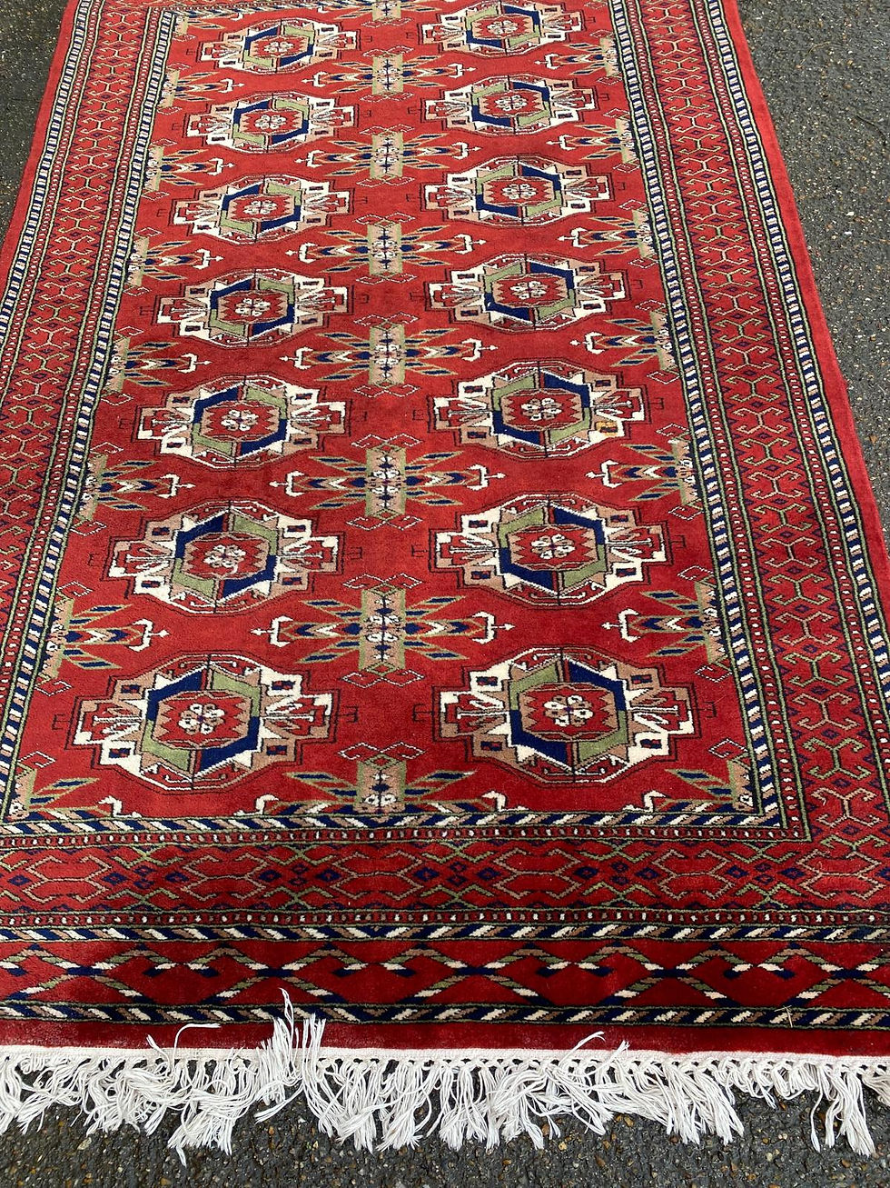 Miniature : Tapis persan pakistan tissé à la main en laine bordeaux 120x190