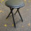 Miniature : Tabouret rond pliable en acier noir et cuir