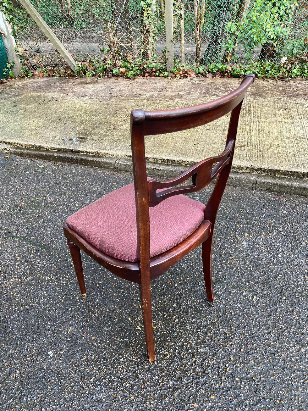 Miniature : Chaise en acajou style anglais tissu bordeaux du 20ème
