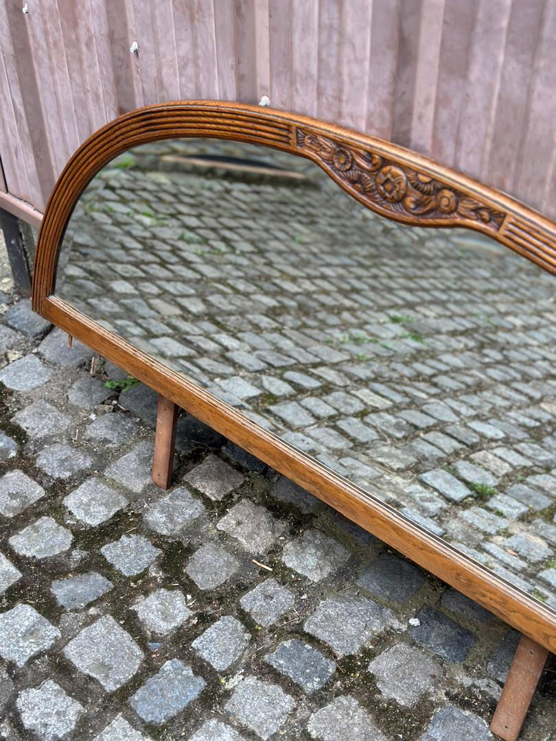 Miniature : Miroir art déco concave sculpté en arc en bois massif 1940