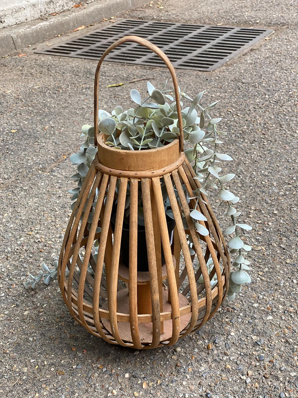 Miniature : Lanterne décorative à suspendre en lattes de bois