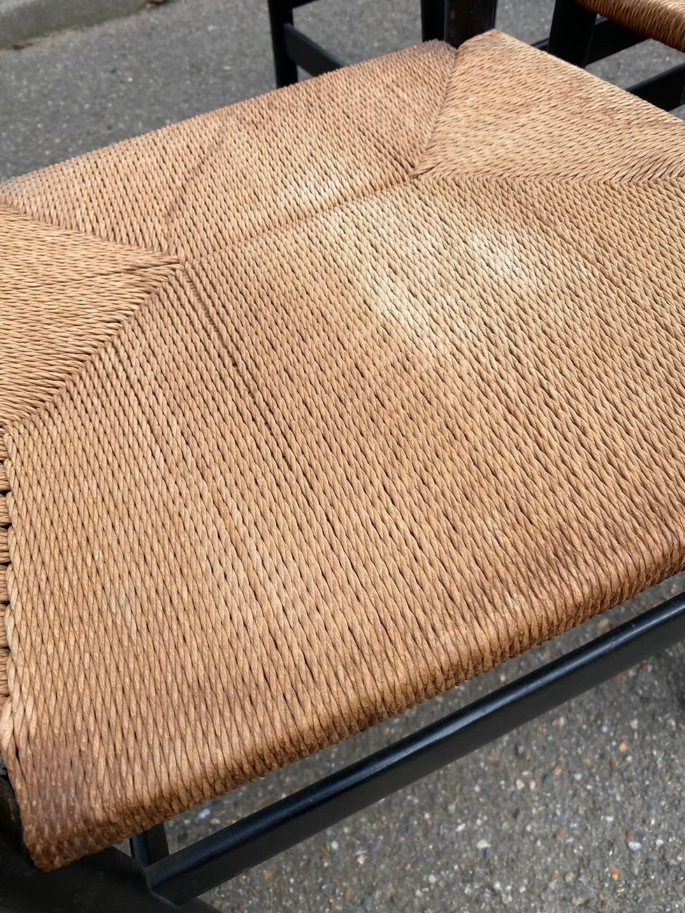 Miniature : 4 chaises scandinaves italiennes Gessef noires bois massif et cordage