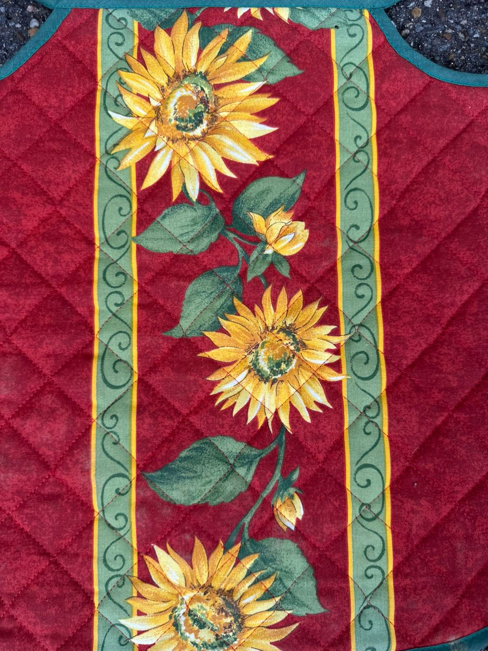 Miniature : Galette de chaise tissu tournesol rouge et jaune